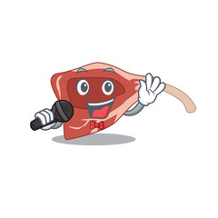 cartoon character of lamb chop sing a song with a microphone