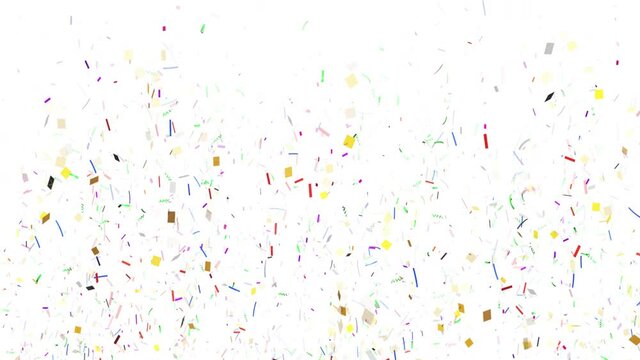 multicolored confetti explosions for celebration or party. Alpha matte channel 