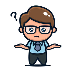 Cute geek nerd student mascot design illustration vector template