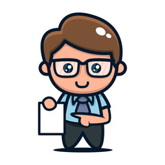 Cute geek nerd student mascot design illustration vector template