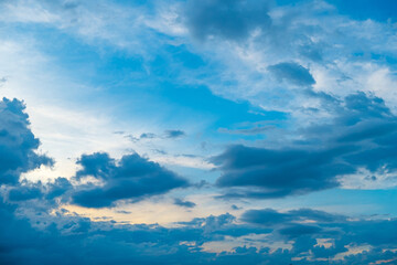 cloudy blue sky view background ,yellow light