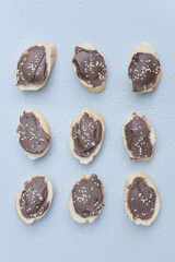 .Chocolate paste on bread