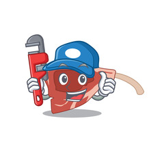 cartoon character design of lamb chop as a Plumber with tool
