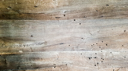 wood texture as background. Top view of the surface of the table for shooting flat lay. Abstract blank template. Rustic Weathered Wood Shed with Knots and Nail Holes