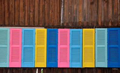 Brightly Rustic Coloured Wooden Vintage External Windows