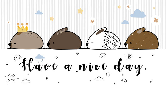 Cute mousy family cartoon doodle cover element