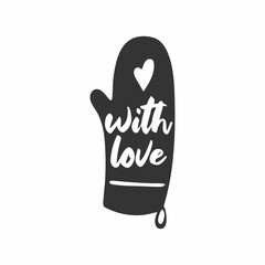 With love. Badges, labels and logo elements, retro symbols for bakery shop, cooking club, cafe, or home cooking. Vector emblem