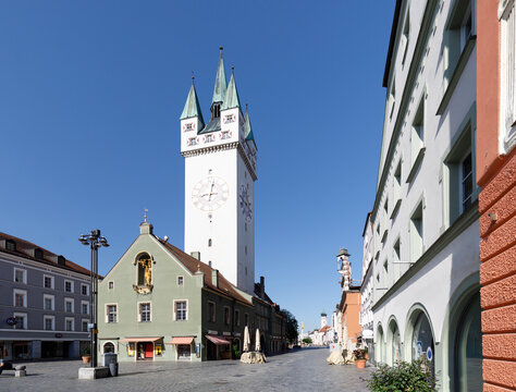 historic city gate of city Straubing, Bavaria