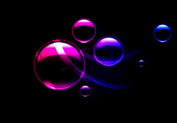 Abstract air bubbles on a dark background