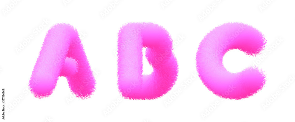 Aufkleber set of high quality 3d shaggy letter a b c on white background . isolated vector element