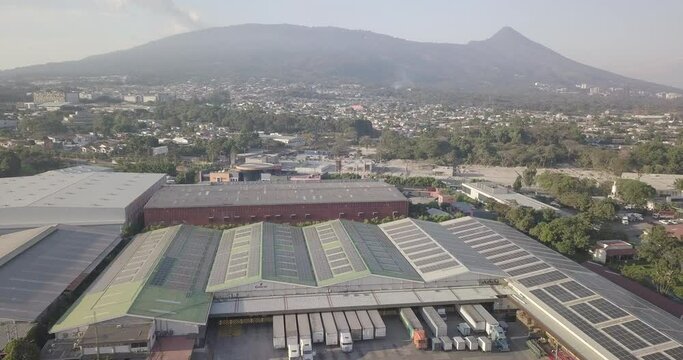 Aerial view of solar panels 