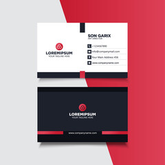 Creative minimalist business card name red design template with simple modern elegant layout. Corporate identity card vector background for company.