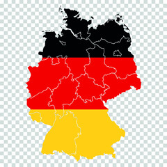 Obraz premium Germany flag in form of map. Federal Republic of Germany. National flag concept.