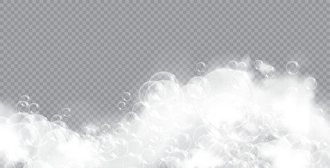 Bath foam soap with bubbles isolated vector illustration on transparent background. Shampoo and soap foam lather vector illustration.