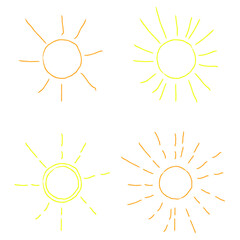 Solar Symbol . Vector Illustration . Vintage sun Logo . Handwritten Design element . Abstract Geometric shape . Sunburst .