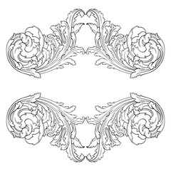 Obraz premium Classical baroque vector of vintage element for design. Decorative design element filigree calligraphy vector. You can use for wedding decoration of greeting card and laser cutting.
