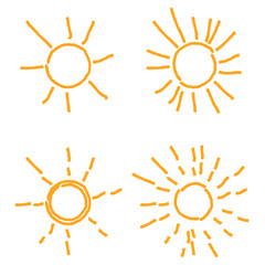 Solar Symbol . Vector Illustration . Vintage sun Logo . Handwritten Design element . Abstract Geometric shape . Sunburst .