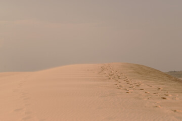 footprints on sand dune