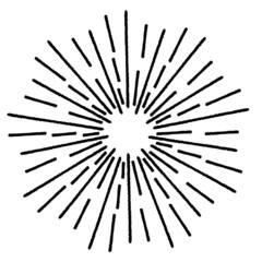 Fototapeta premium Radial Lines in Circle Form for comic books . Explosion background . Vector Illustration . Vintage round Logo . Handwritten Design element . Abstract Geometric shape . Sunburst .