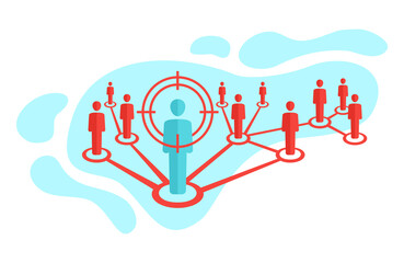 Virus infection bacterial pandemia danger concept - dangerous bacteria connected to people icons with lines - isolated vector illustration