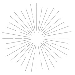 Fototapeta premium Radial Lines in Circle Form for comic books . Explosion background . Vector Illustration . Vintage round Logo . Handwritten Design element . Abstract Geometric shape . Sunburst .