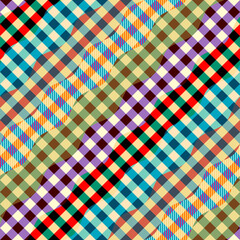 Seamless background pattern. Textile patchwork of plaid patterns. Vector image
