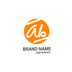ab Initial handwriting logo vector
