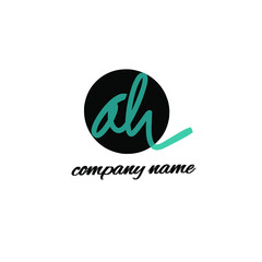 ah Initial handwriting logo vector