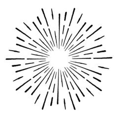 Radial Lines in Circle Form for comic books . Explosion background . Vector Illustration . Vintage round Logo . Handwritten Design element . Abstract Geometric shape . Sunburst .