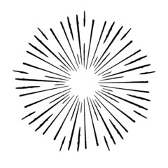 Obraz premium Radial Lines in Circle Form for comic books . Explosion background . Vector Illustration . Vintage round Logo . Handwritten Design element . Abstract Geometric shape . Sunburst .