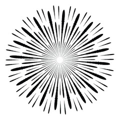 Fototapeta premium Radial Lines in Circle Form for comic books . Explosion background . Vector Illustration . Vintage round Logo . Handwritten Design element . Abstract Geometric shape . Sunburst .