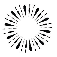 Radial Lines in Circle Form for comic books . Explosion background . Vector Illustration . Vintage round Logo . Handwritten Design element . Abstract Geometric shape . Sunburst .