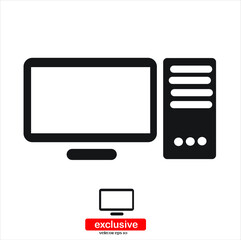 computer  icon. icon.Flat design style vector illustration for graphic and web design.	
