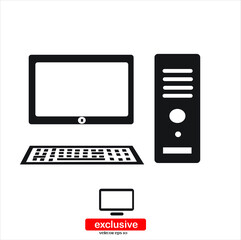 computer  icon. icon.Flat design style vector illustration for graphic and web design.	
