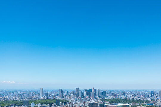 (東京都-都市風景)青空と新宿方面風景４