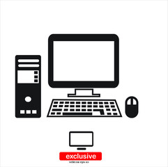 computer  icon. icon.Flat design style vector illustration for graphic and web design.	
