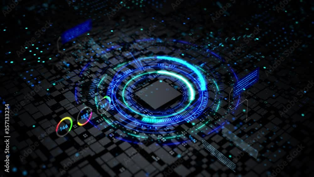 Poster 3d rendering hologram and hud head up display interface element, for cyber and futuristic concept wi