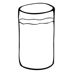 Hand drawn doodle glass. Contour sketch. Vector transparent illustration isolated on white background. Decoration for cards, banner, posters, prints, emblems.