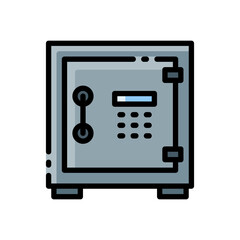 safe box icon in filled line style isolated on white background. EPS 10