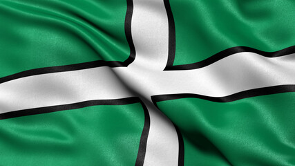 Flag of Devon waving in the wind. 3D illustration.