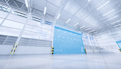 Roller door or roller shutter. Also called security door or security shutter. For protect residential, commercial and industrial building i.e. house, factory, warehouse, hangar, store etc. 3d render.