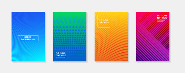 Minimal modern cover design. Dynamic colorful gradients. Future geometric patterns. Blue, pink, yellow, green, orange, purple placard poster template.