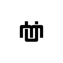 initial letter U and M, UM, MU logo monogram line art style design and template