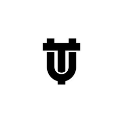 initial letter U and T, UT, TU logo monogram line art style design and template