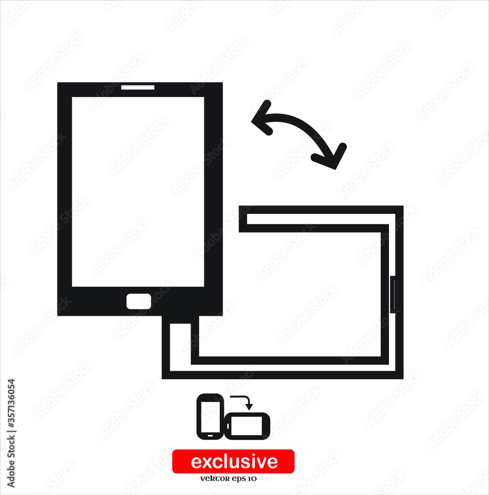 Poster rotate smartphone icon.flat design style vector illustration for graphic and web design.
