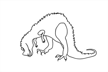 Triceratops. A series of prehistoric dinosaurs. Fossil animals in contour style