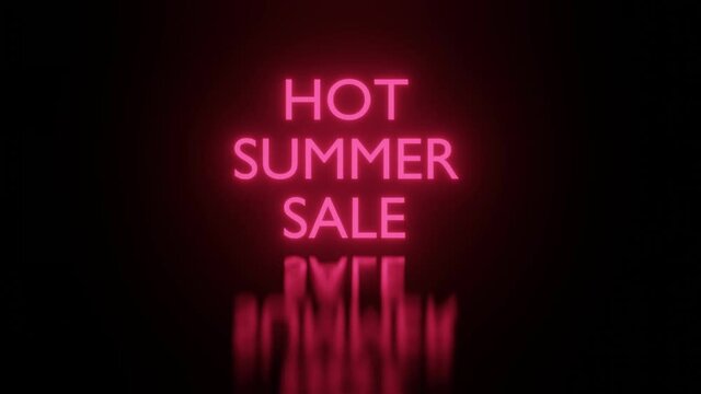 Neon sign Hot summer sale Glitching Effects 3D rendering