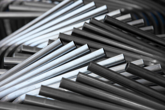 Office Furniture Industry. Metal parts of chairs.  Steel frames. Pipes