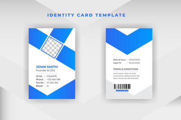 Corporate Id Card Template With Blue Shapes