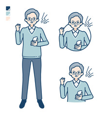 simple senior man_smartphone-anger